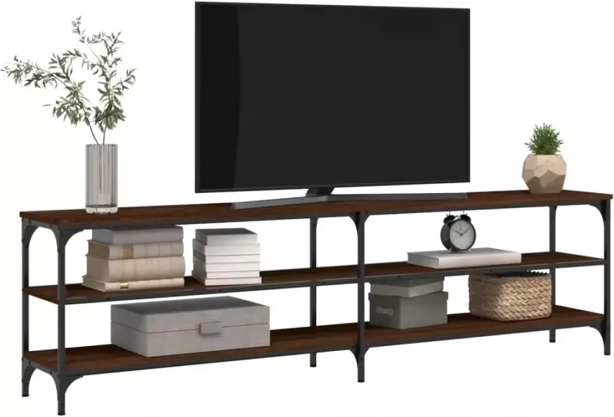 VidaXL -Tv-meubel-180x30x50-cm-bewerkt-hout-metaal-bruineikenkleurig - Foto 4