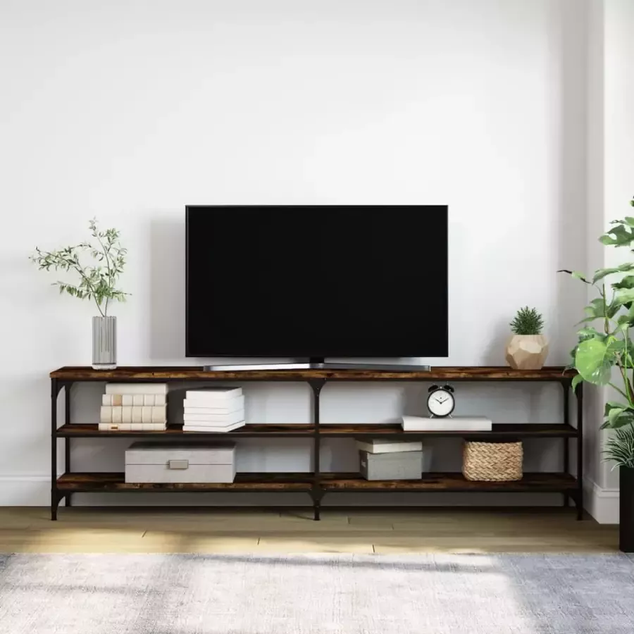 VidaXL -Tv-meubel-180x30x50-cm-bewerkt-hout-metaal-gerookt-eikenkleurig - Foto 2