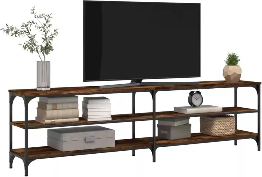 VidaXL -Tv-meubel-180x30x50-cm-bewerkt-hout-metaal-gerookt-eikenkleurig - Foto 3