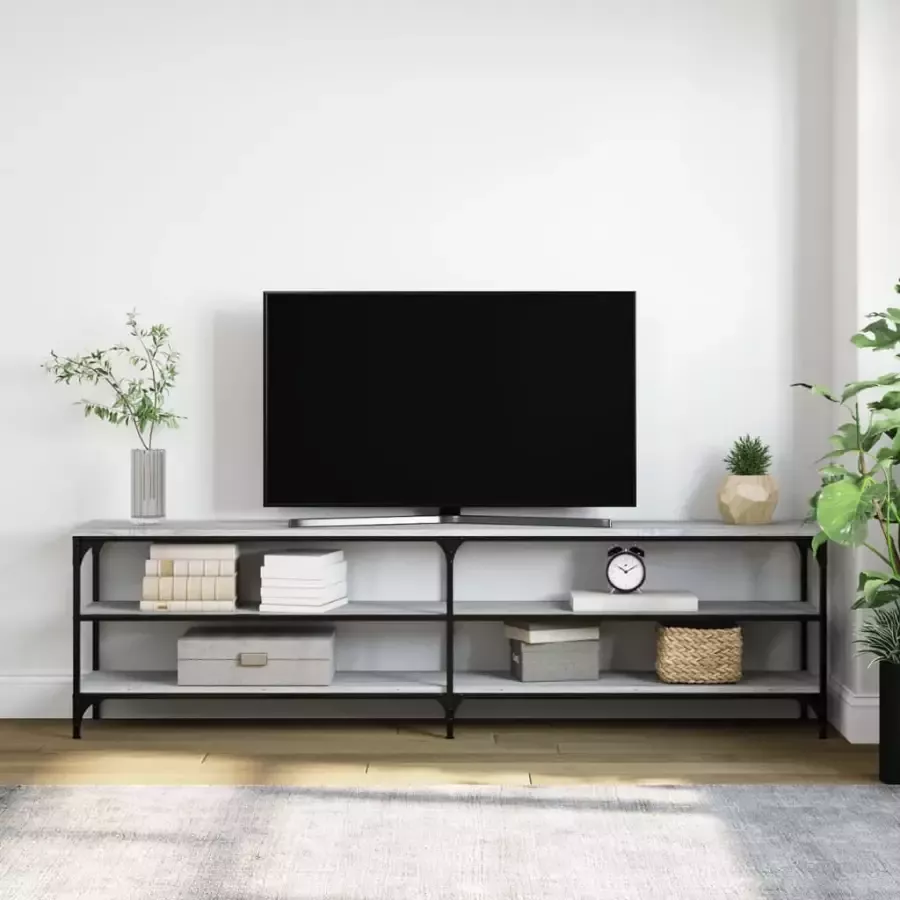 VidaXL -Tv-meubel-180x30x50-cm-bewerkt-hout-metaal-grijs-sonoma-eiken