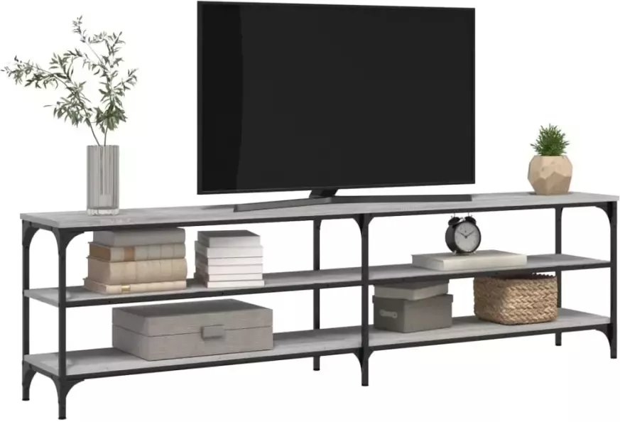VidaXL -Tv-meubel-180x30x50-cm-bewerkt-hout-metaal-grijs-sonoma-eiken - Foto 4