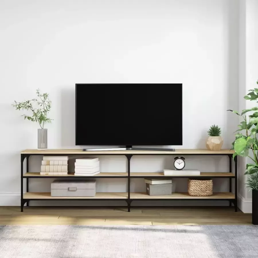 VidaXL -Tv-meubel-180x30x50-cm-bewerkt-hout-metaal-sonoma-eikenkleurig