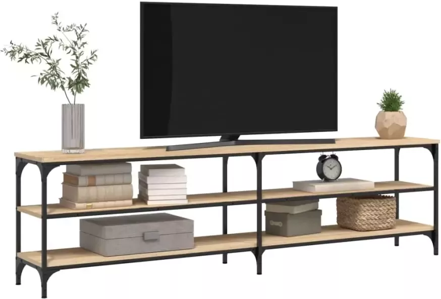 VidaXL -Tv-meubel-180x30x50-cm-bewerkt-hout-metaal-sonoma-eikenkleurig - Foto 4