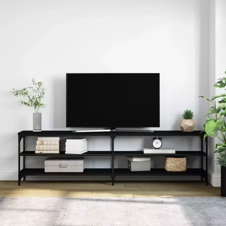 VidaXL -Tv-meubel-180x30x50-cm-bewerkt-hout-metaal-zwart - Foto 2