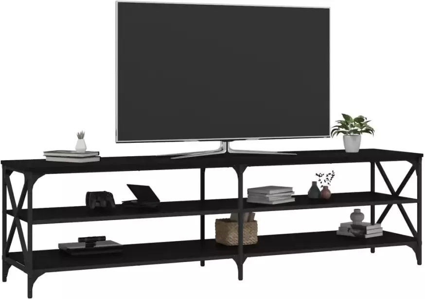 VidaXL -Tv-meubel-180x40x50-cm-bewerkt-hout-zwart - Foto 4