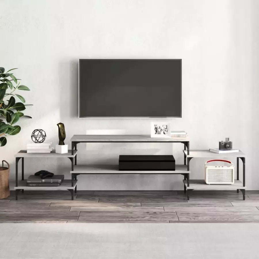 VidaXL -Tv-meubel-197x35x52-cm-bewerkt-hout-grijs-sonoma-eikenkleurig - Foto 1