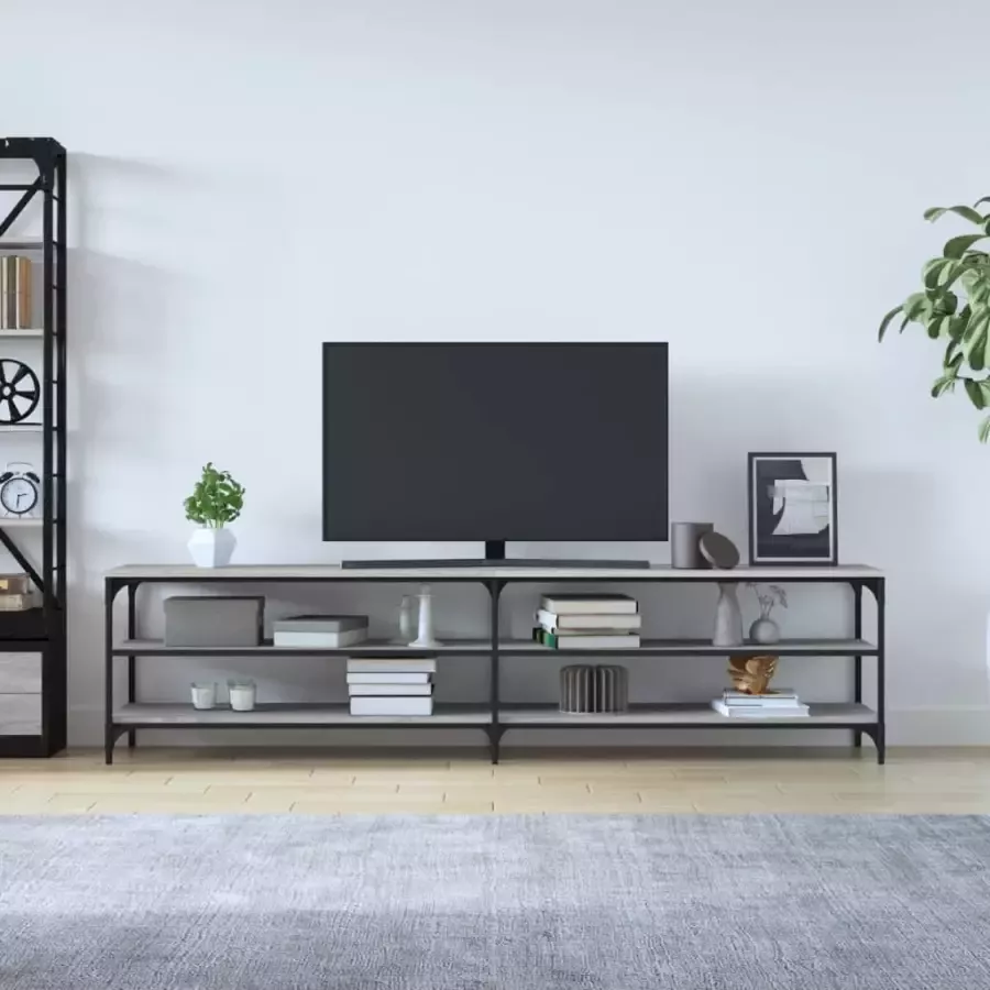 VidaXL -Tv-meubel-200x30x50-cm-bewerkt-hout-metaal-grijs-sonoma-eiken