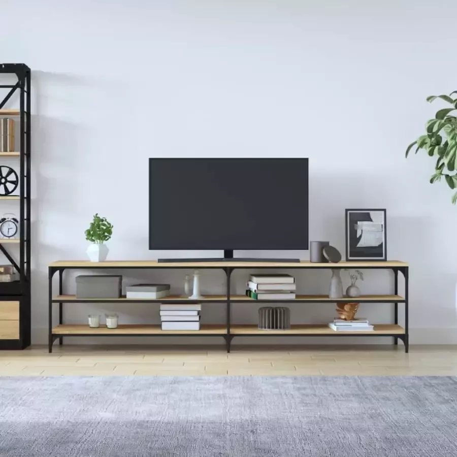VidaXL -Tv-meubel-200x30x50-cm-bewerkt-hout-metaal-sonoma-eikenkleurig