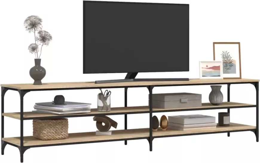 VidaXL -Tv-meubel-200x30x50-cm-bewerkt-hout-metaal-sonoma-eikenkleurig - Foto 4
