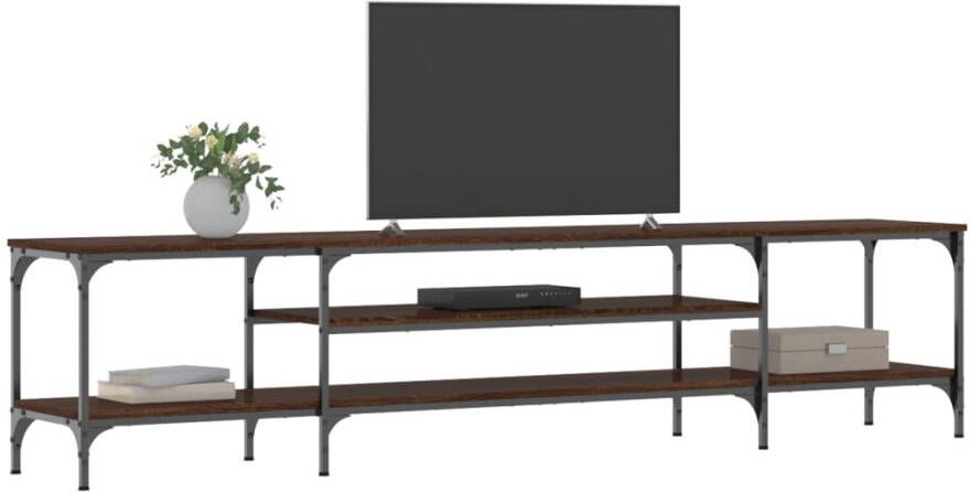 VidaXL -Tv-meubel-201x35x45-cm-bewerkt-hout-en-ijzer-bruineikenkleurig - Foto 2