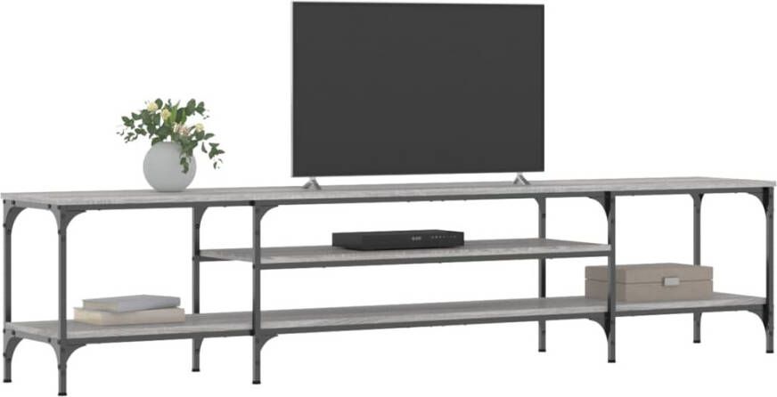 VidaXL -Tv-meubel-201x35x45-cm-bewerkt-hout-en-ijzer-grijs-sonoma-eiken - Foto 3
