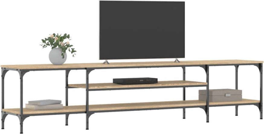 VidaXL -Tv-meubel-201x35x45-cm-bewerkt-hout-en-ijzer-sonoma-eikenkleur - Foto 2