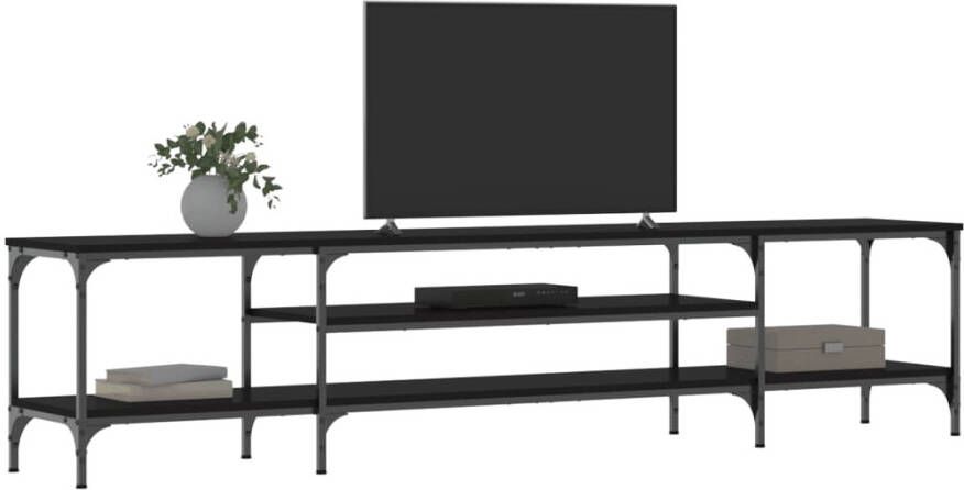 VidaXL -Tv-meubel-201x35x45-cm-bewerkt-hout-en-ijzer-zwart - Foto 2