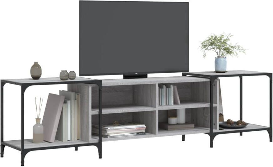 VidaXL -Tv-meubel-203x37x50-cm-bewerkt-hout-grijs-sonoma-eikenkleurig