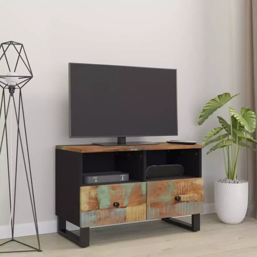 VidaXL -Tv-meubel-70x33x46cm-massief-teruggewonnen-hout - Foto 3