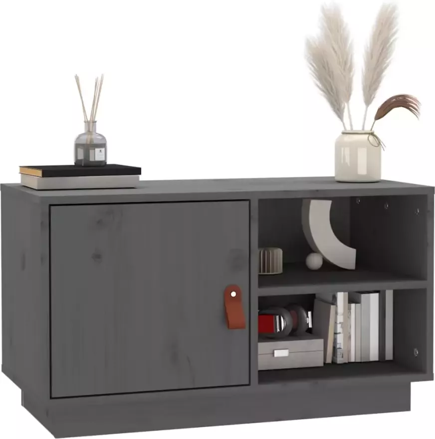 VidaXL -Tv-meubel-70x34x40-cm-massief-grenenhout-grijs - Foto 2