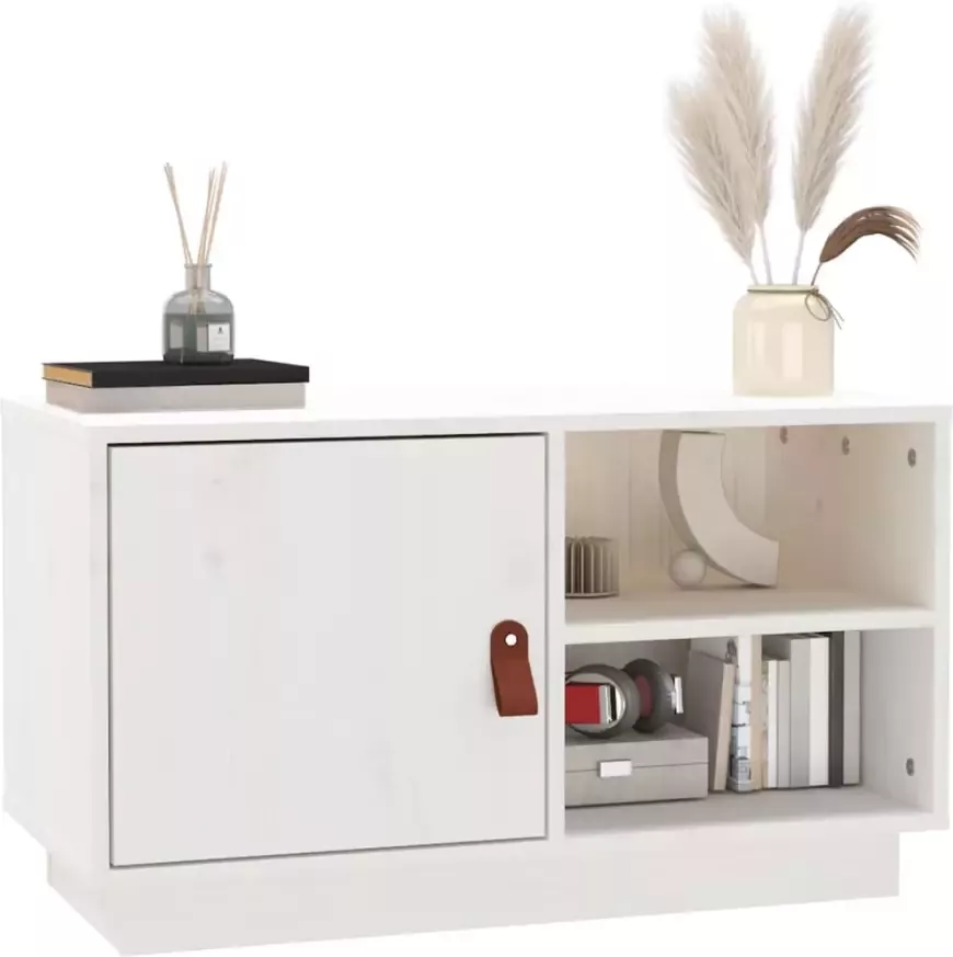 VidaXL -Tv-meubel-70x34x40-cm-massief-grenenhout-wit - Foto 2