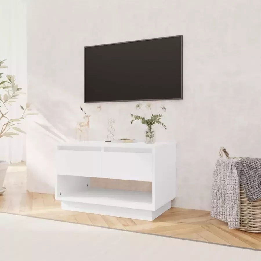 VidaXL -Tv-meubel-70x41x44-cm-bewerkt-hout-hoogglans-wit - Foto 3