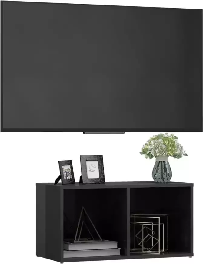 VidaXL -Tv-meubel-72x35x36 5-cm-bewerkt-hout-hoogglans-grijs - Foto 3