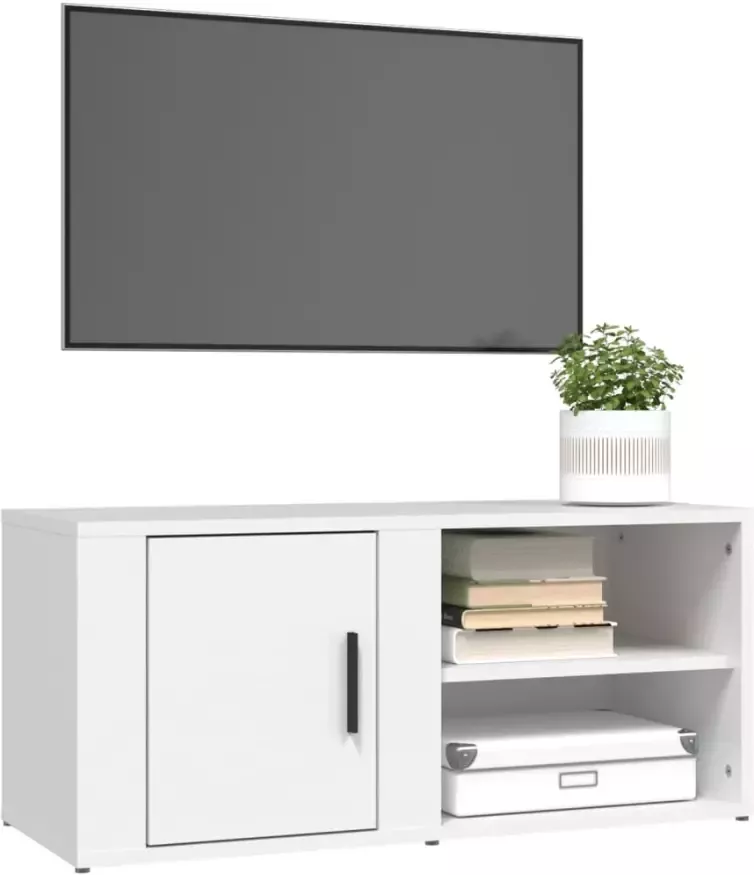 VidaXL -Tv-meubel-80x31 5x36-cm-bewerkt-hout-wit - Foto 4