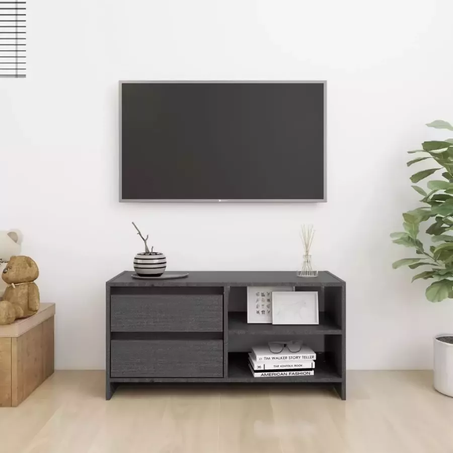 VidaXL -Tv-meubel-80x31x39-cm-massief-grenenhout-grijs