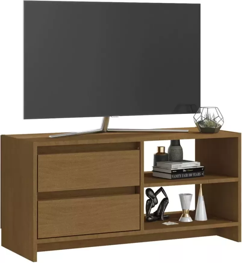 VidaXL -Tv-meubel-80x31x39-cm-massief-grenenhout-honingbruin - Foto 2