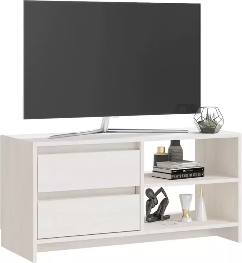 VidaXL -Tv-meubel-80x31x39-cm-massief-grenenhout-wit - Foto 2