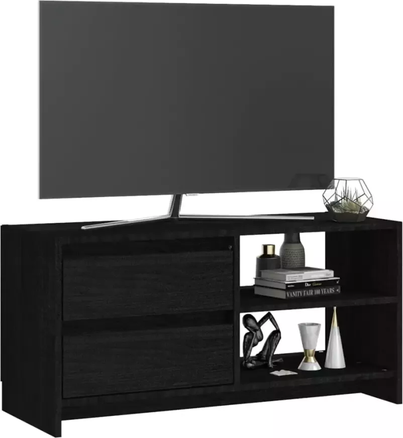 VidaXL -Tv-meubel-80x31x39-cm-massief-grenenhout-zwart - Foto 3