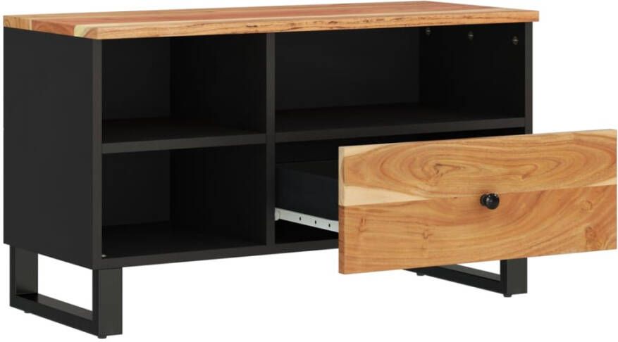 VidaXL -Tv-meubel-80x33x46-cm-massief-acaciahout-en-bewerkt-hout - Foto 3
