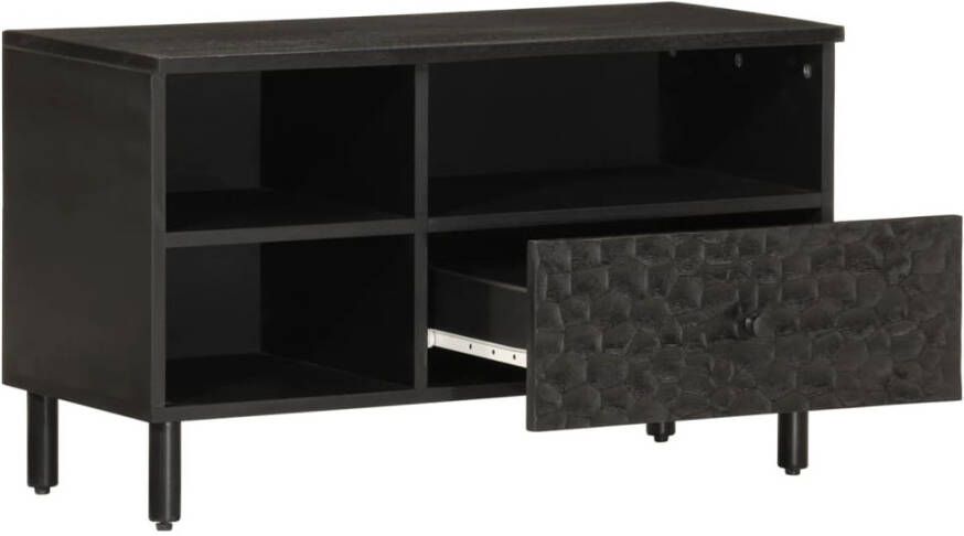 VidaXL -Tv-meubel-80x33x46-cm-massief-mangohout-zwart - Foto 1