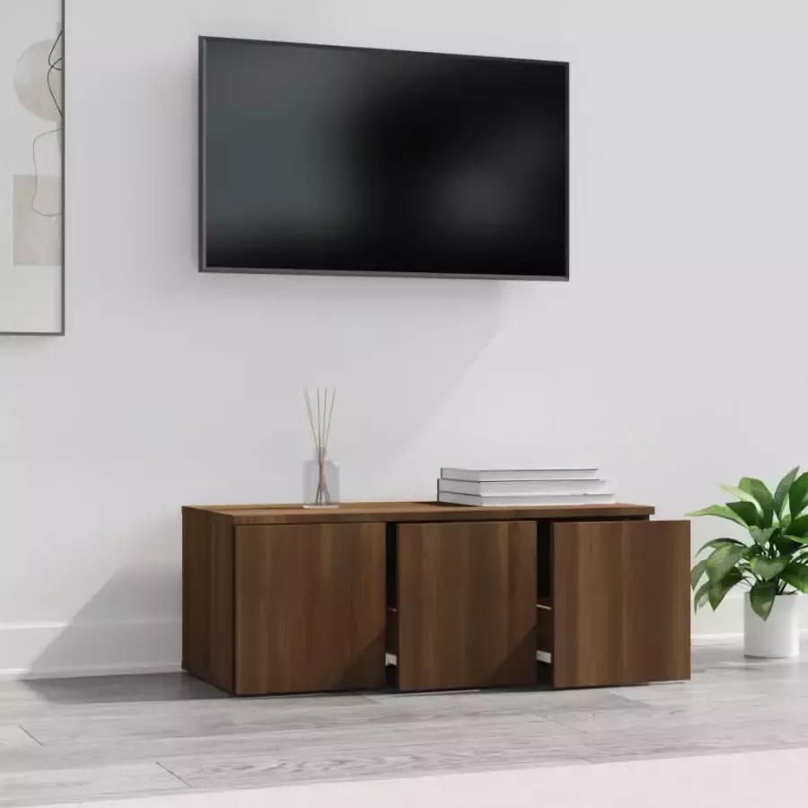 VidaXL -Tv-meubel-80x34x30-cm-bewerkt-hout-bruineikenkleurig - Foto 2