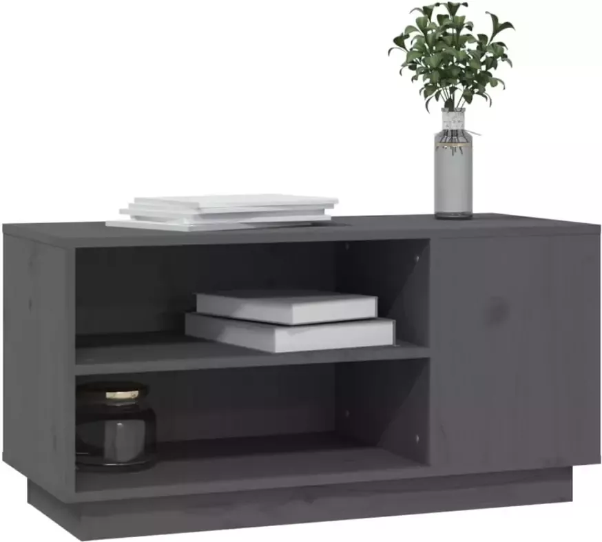 VidaXL -Tv-meubel-80x35x40 5-cm-massief-grenenhout-grijs - Foto 4