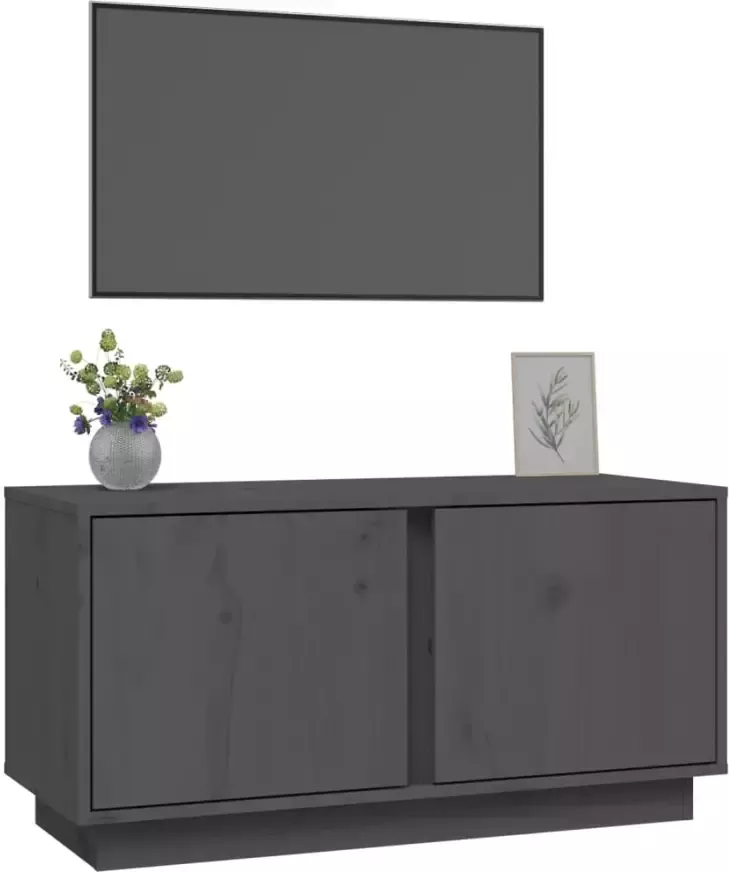 VidaXL -Tv-meubel-80x35x40 5-cm-massief-grenenhout-grijs - Foto 4