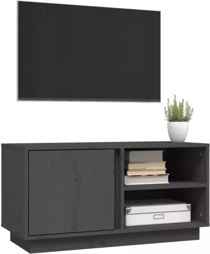 VidaXL -Tv-meubel-80x35x40 5-cm-massief-grenenhout-grijs - Foto 2