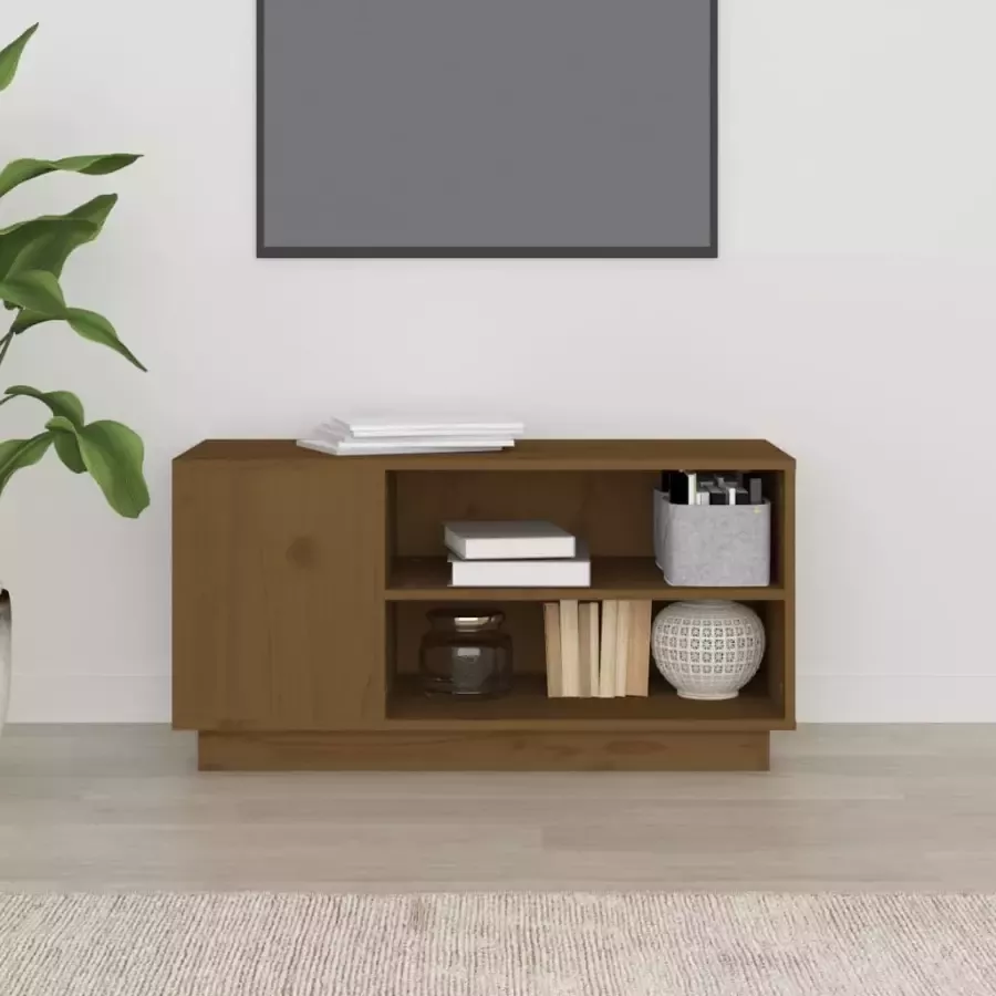 VidaXL -Tv-meubel-80x35x40 5-cm-massief-grenenhout-honingbruin - Foto 5