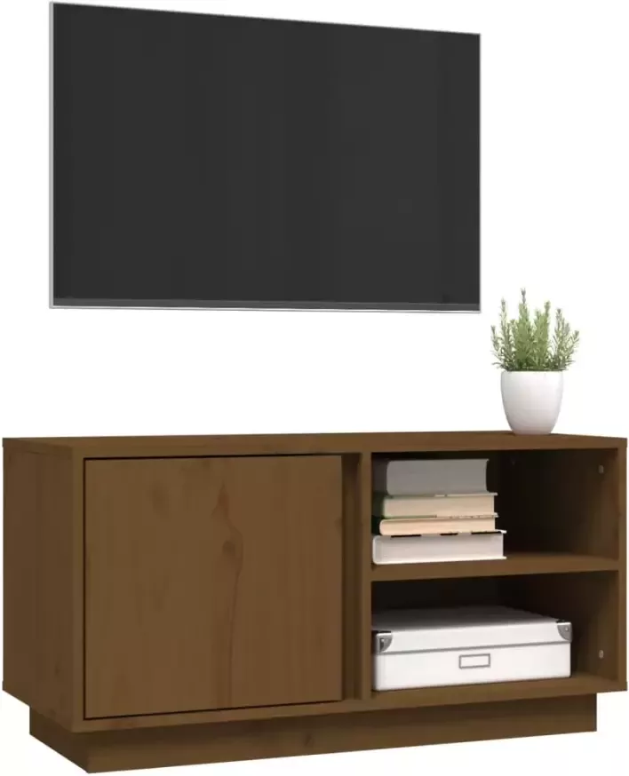 VidaXL -Tv-meubel-80x35x40 5-cm-massief-grenenhout-honingbruin