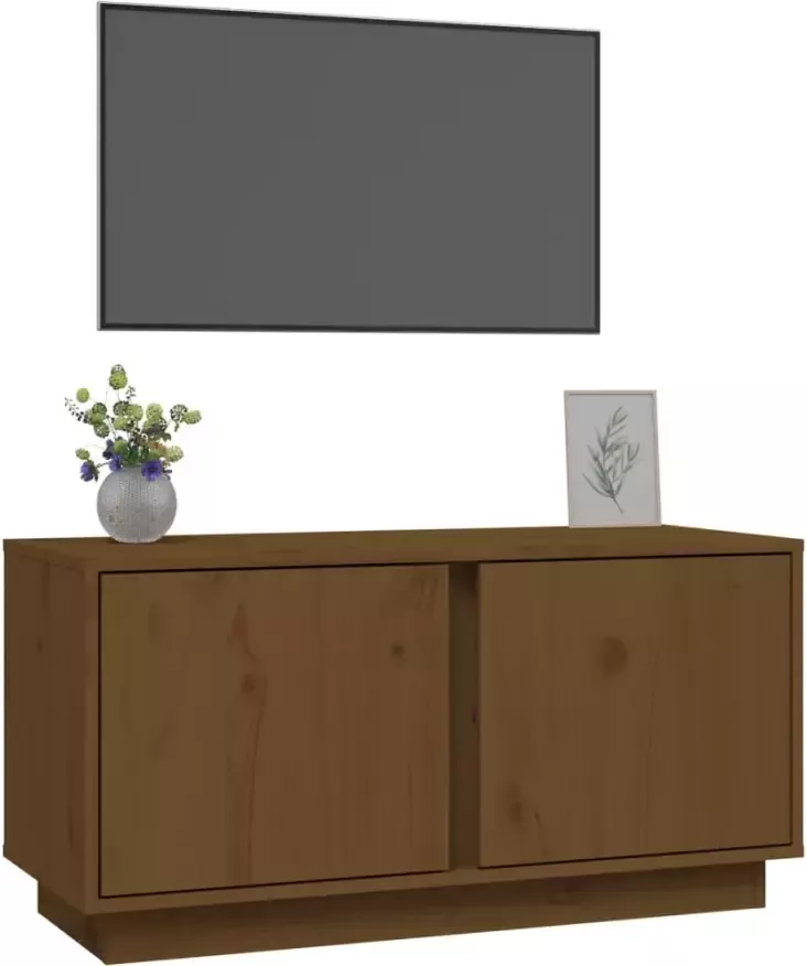 VidaXL -Tv-meubel-80x35x40 5-cm-massief-grenenhout-honingbruin - Foto 4