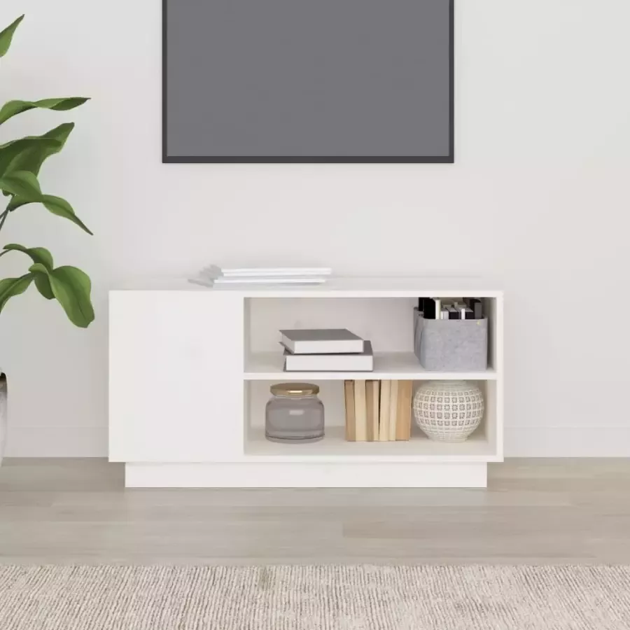 VidaXL -Tv-meubel-80x35x40 5-cm-massief-grenenhout-wit