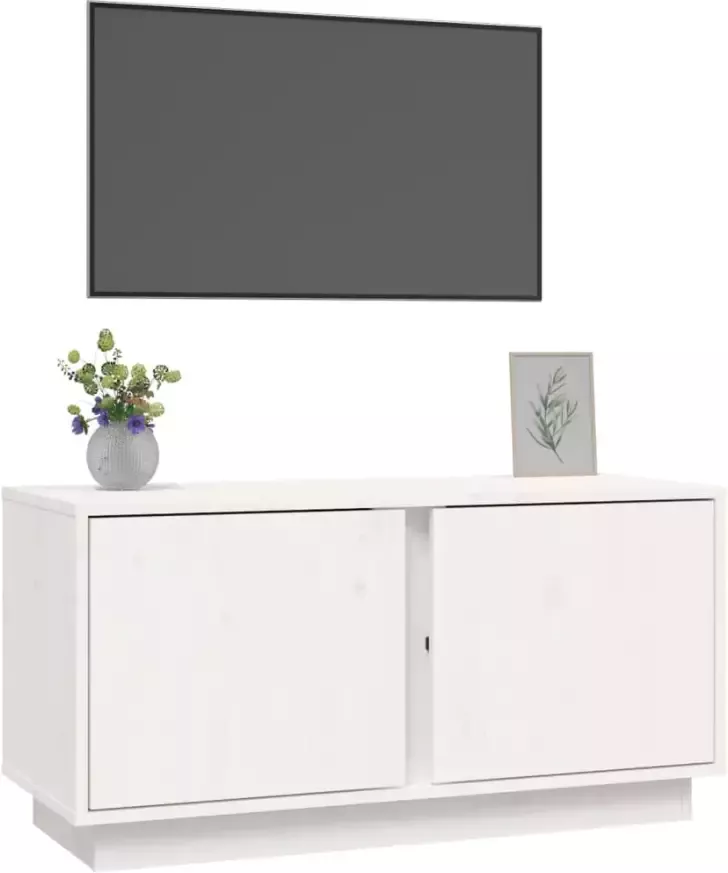 VidaXL -Tv-meubel-80x35x40 5-cm-massief-grenenhout-wit - Foto 3