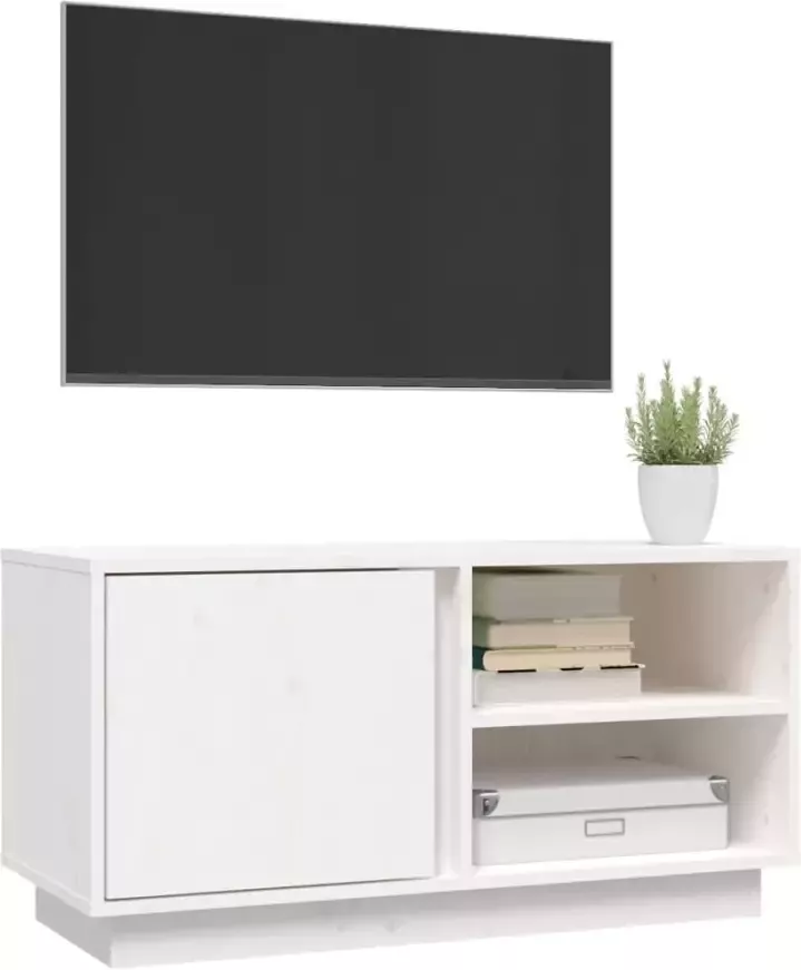 VidaXL -Tv-meubel-80x35x40 5-cm-massief-grenenhout-wit - Foto 2