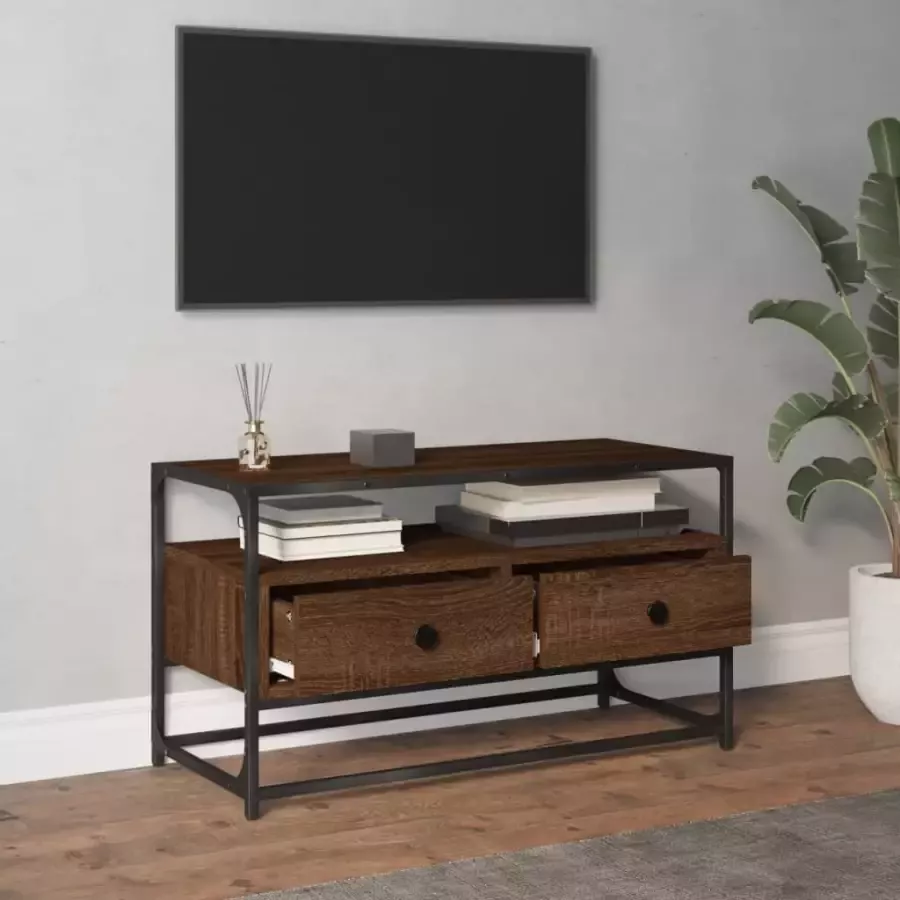 VidaXL -Tv-meubel-80x35x45-cm-bewerkt-hout-bruineikenkleurig - Foto 2