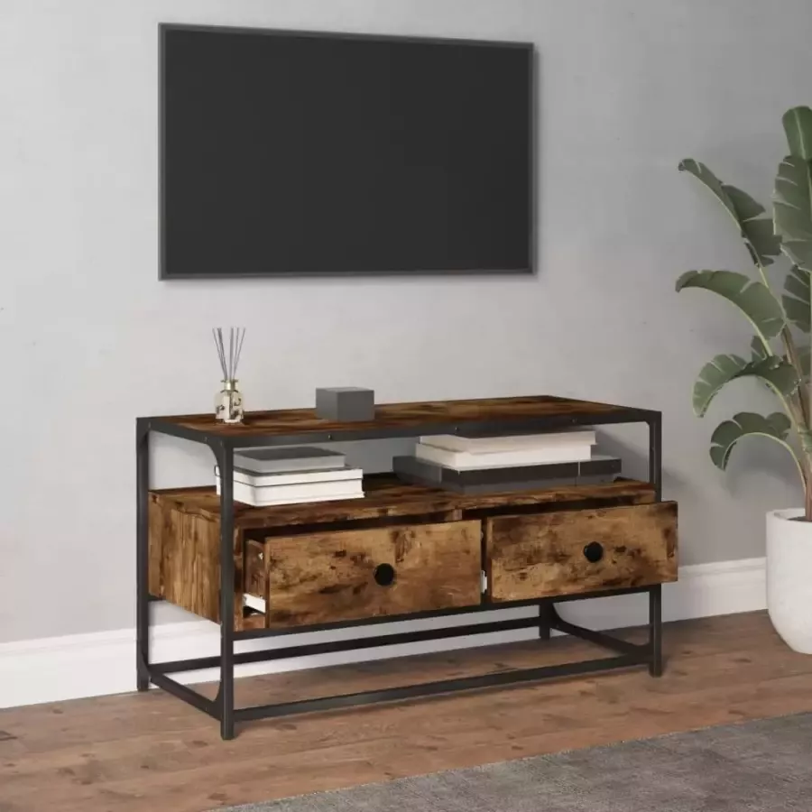 VidaXL -Tv-meubel-80x35x45-cm-bewerkt-hout-gerookt-eikenkleurig - Foto 3