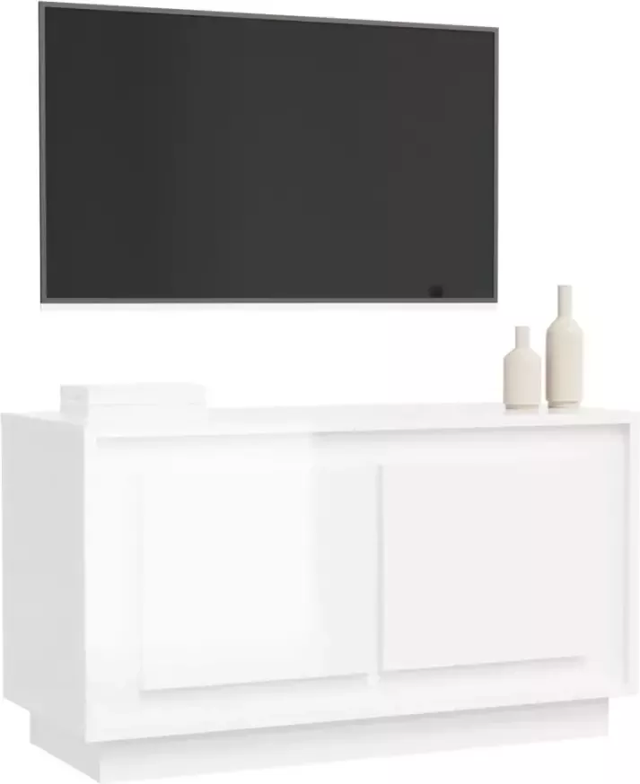 VidaXL -Tv-meubel-80x35x45-cm-bewerkt-hout-hoogglans-wit - Foto 2