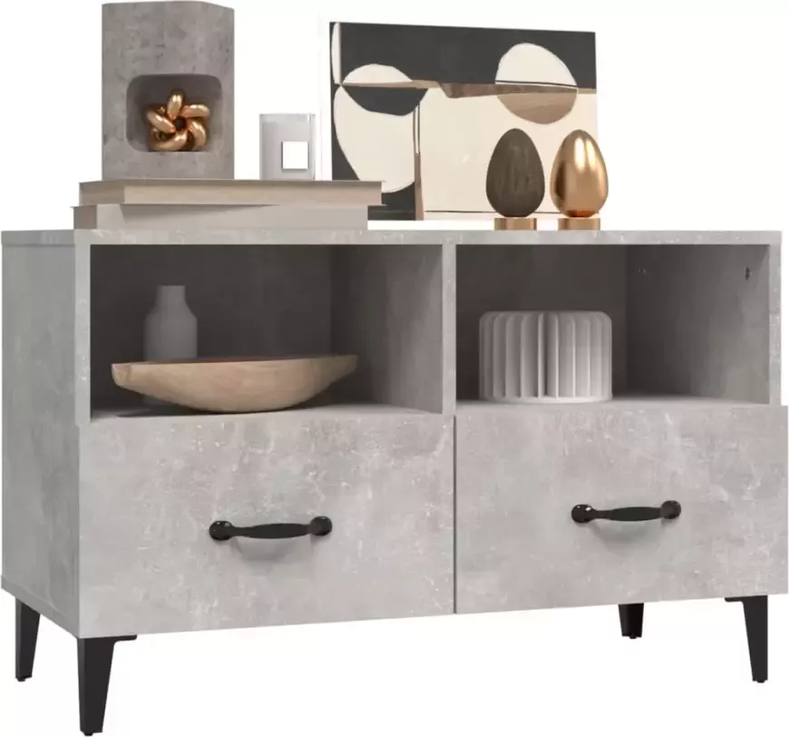 VidaXL -Tv-meubel-80x36x50-cm-bewerkt-hout-betongrijs - Foto 3