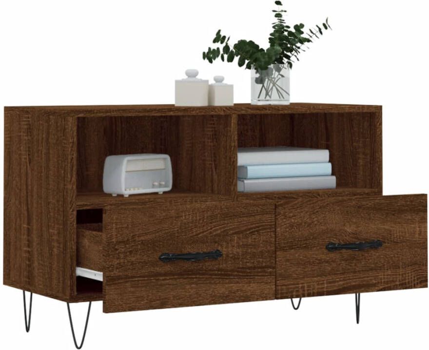 Prolenta Premium INFIORI Tv-meubel 80x36x50 cm bewerkt hout bruineikenkleurig - Foto 8