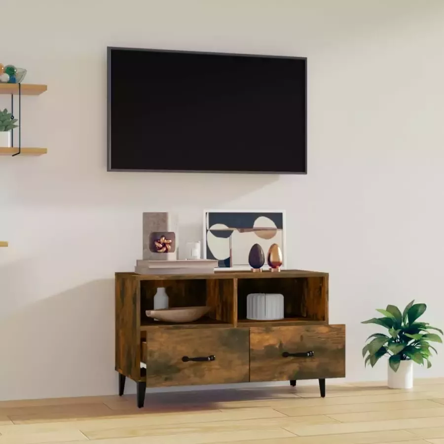 VidaXL -Tv-meubel-80x36x50-cm-bewerkt-hout-gerookt-eikenkleurig - Foto 4