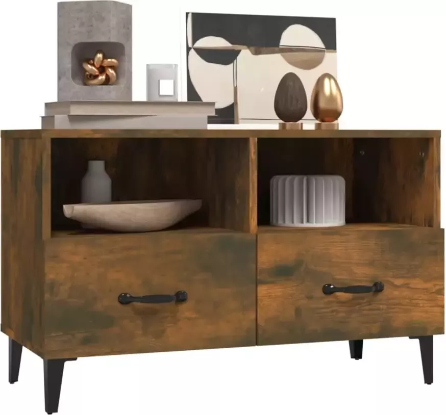 VidaXL -Tv-meubel-80x36x50-cm-bewerkt-hout-gerookt-eikenkleurig - Foto 3