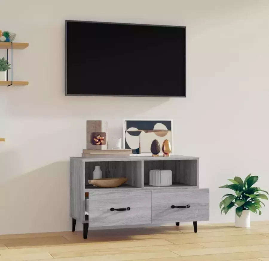 VidaXL -Tv-meubel-80x36x50-cm-bewerkt-hout-grijs-sonoma-eikenkleurig - Foto 4