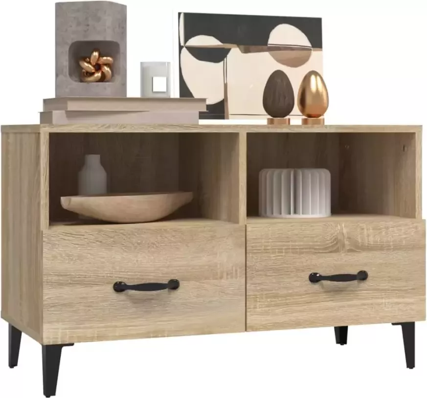 VidaXL -Tv-meubel-80x36x50-cm-bewerkt-hout-sonoma-eiken - Foto 2