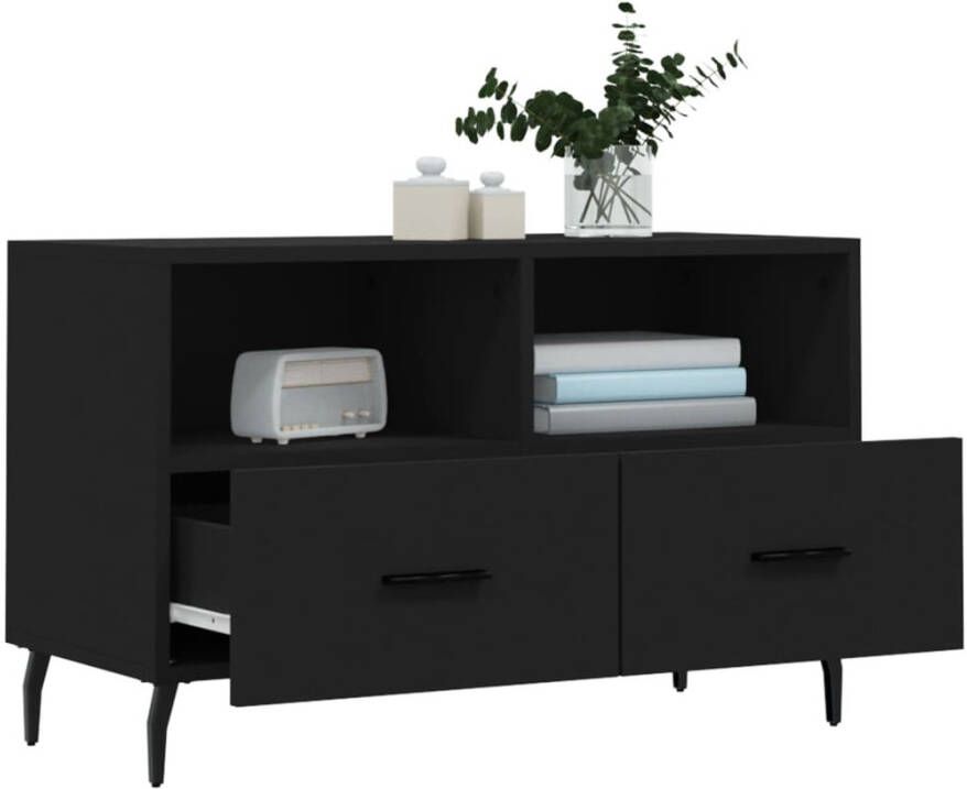 VidaXL -Tv-meubel-80x36x50-cm-bewerkt-hout-zwart - Foto 6